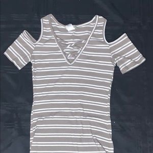 Beige and white stripped dress !